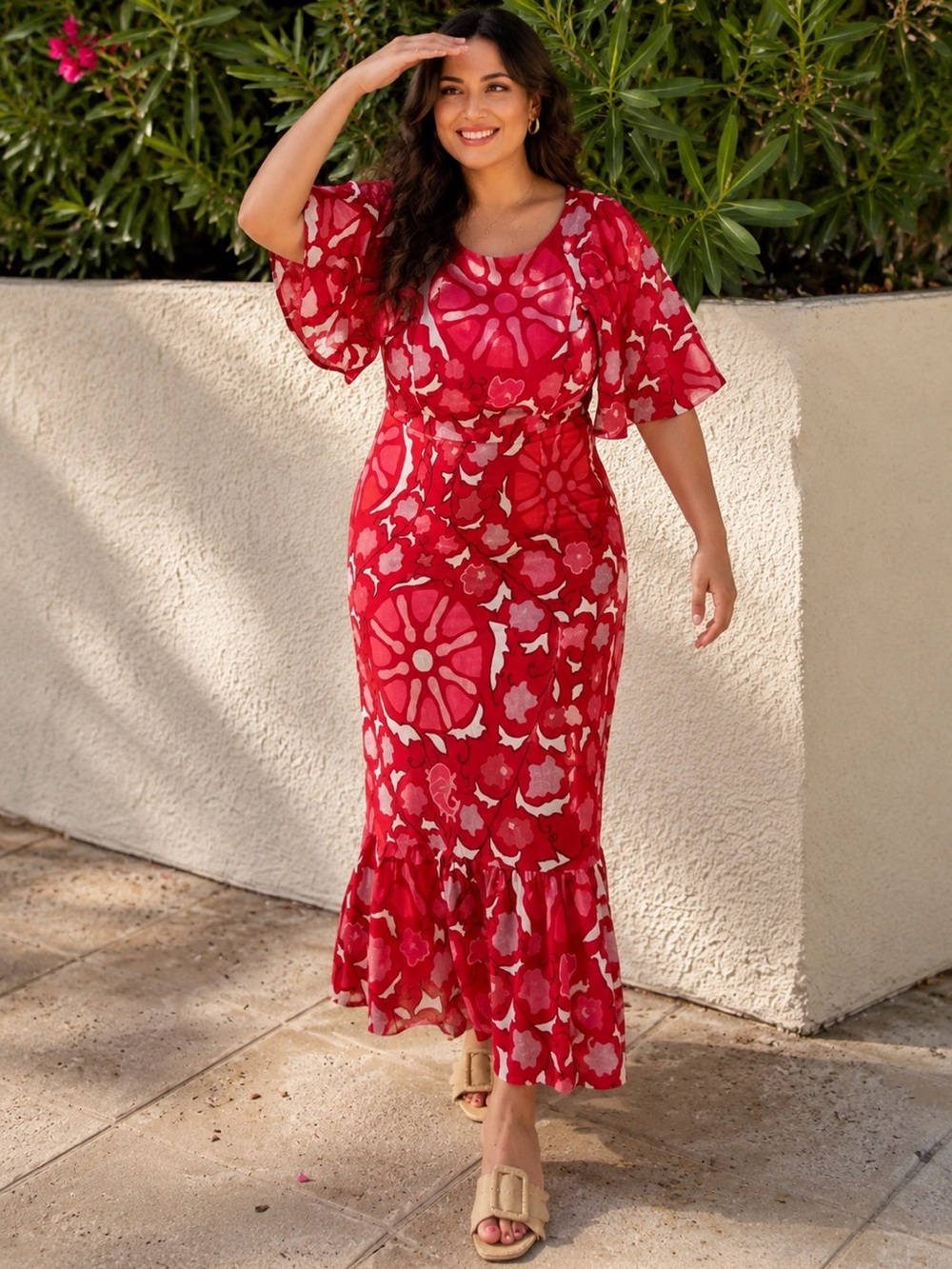 RHODE x Target Floral Flutter Sleeve Midi Dress Size‎ 24 Plus NWOT